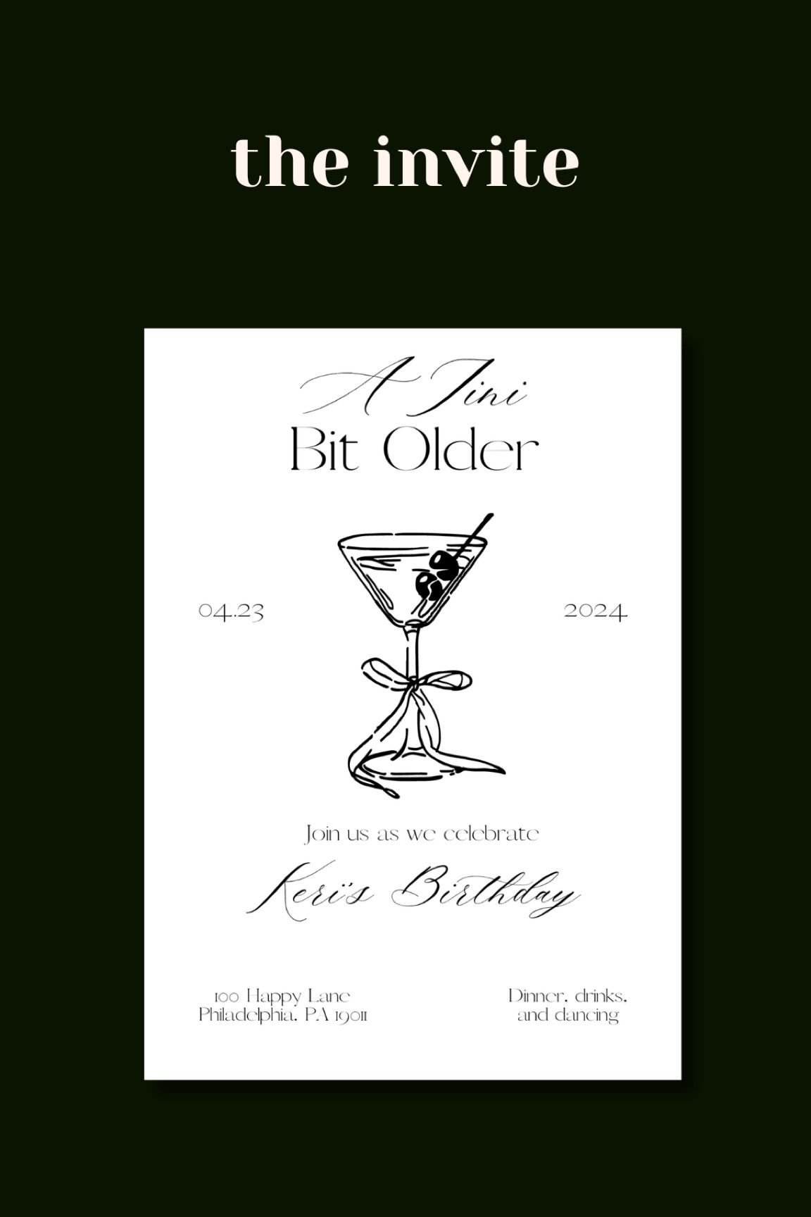 Martini themed birthday invite / customized dinner party invitation from Etsy - editable Canva template for invites hosting parties bachelorette parties birthday parties - holidays, fall style, martini cocktail theme, concert outfit, short and sweet, wedding guest dress, office outfit Jean 

#LTKSeasonal #LTKFindsUnder50 #LTKHome