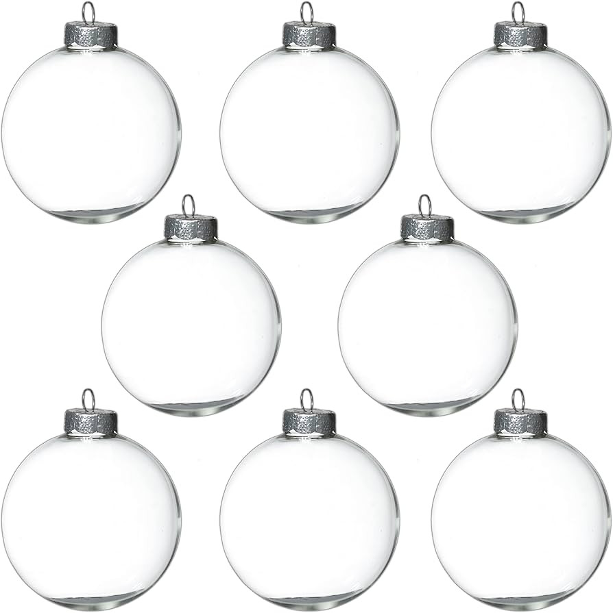 4E's Novelty 12 Pack 3.15 Inch Clear Glass Christmas Ornament Balls - Fillable Glass Ornaments fo... | Amazon (US)