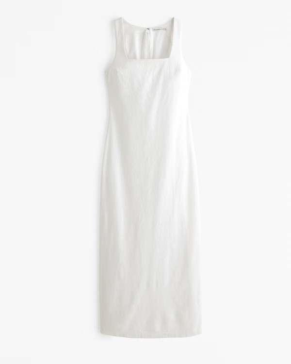 Linen-Blend Shift Maxi Dress | Abercrombie & Fitch (US)