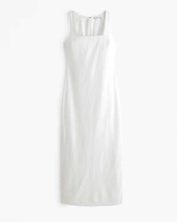 Women's Linen-Blend Shift Maxi Dress | Women's New Arrivals | Abercrombie.com | Abercrombie & Fitch (US)