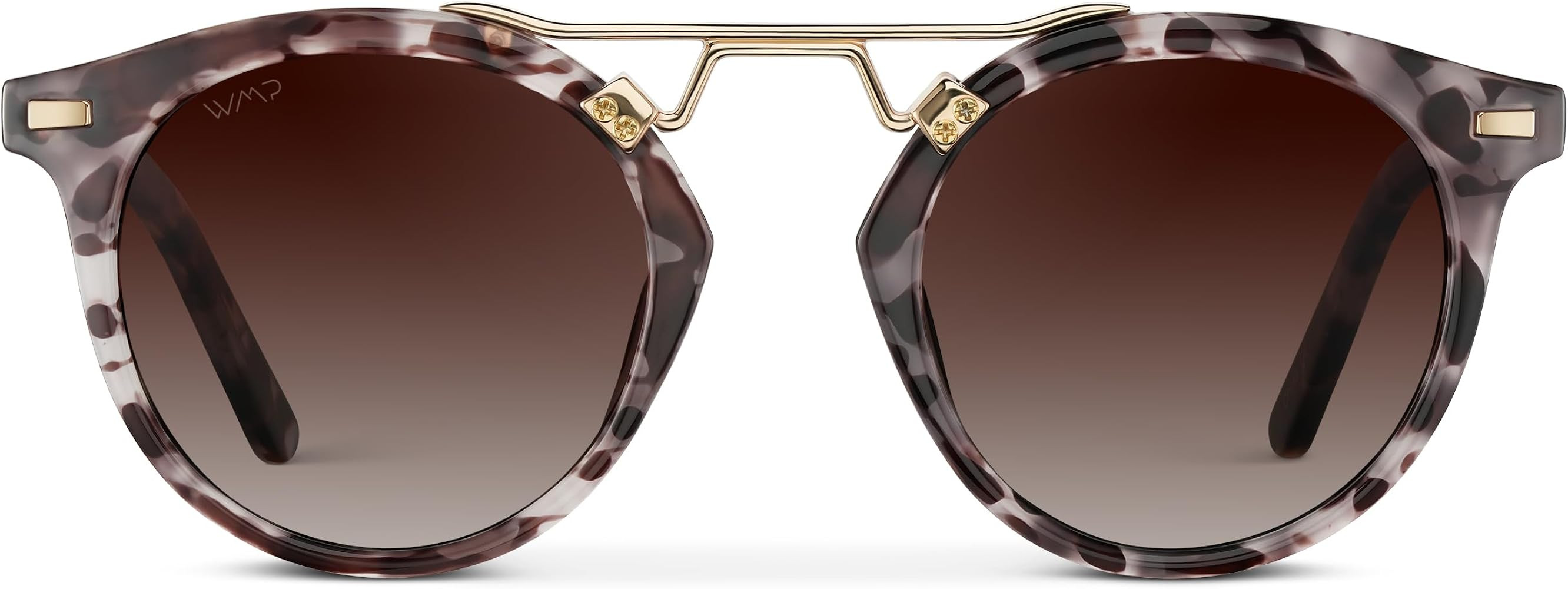 WearMe Pro - Women's Polarized, Round Retro, Double-Bridge Vintage Sunglasses | Amazon (US)