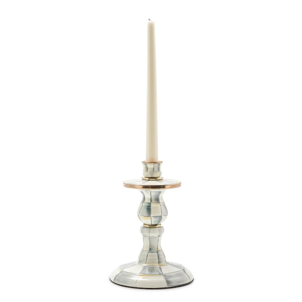 Sterling Check Small Enamel Candlestick | MacKenzie-Childs