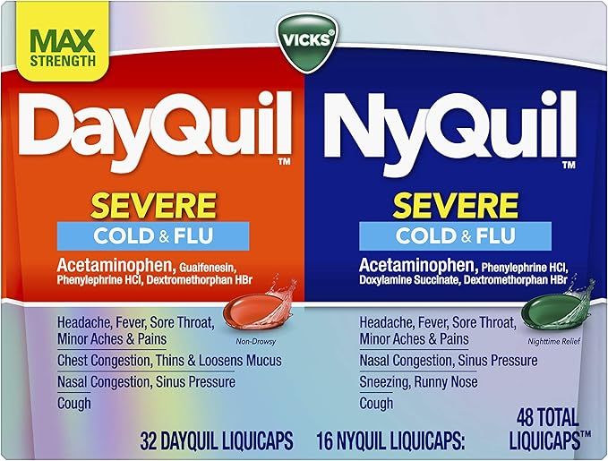 Vicks DayQuil and NyQuil Severe, Cough, Cold, Flu, Sore Throat, Fever, and Congestion Day and Nig... | Amazon (US)