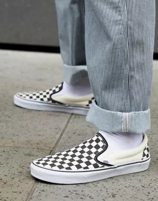 Vans Slip-On checkerboard trainers in black | ASOS (Global)