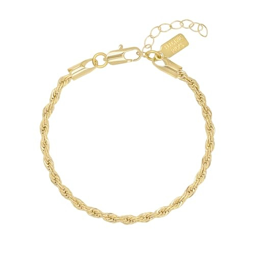 Amazon.com: Electric Picks Harper Rope Bracelet for Women, 14k Gold Plated 4mm Rope Chain Bracele... | Amazon (US)