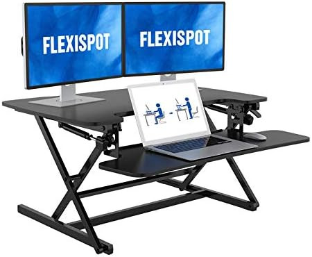 FLEXISPOT Height Adjustable Standing Desk Converter | 35 inch Stand Up Desk Riser, Black Home Off... | Amazon (US)