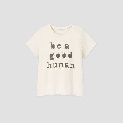 Women's Be a Good Human Short Sleeve Graphic T-Shirt - Light Beige | Target