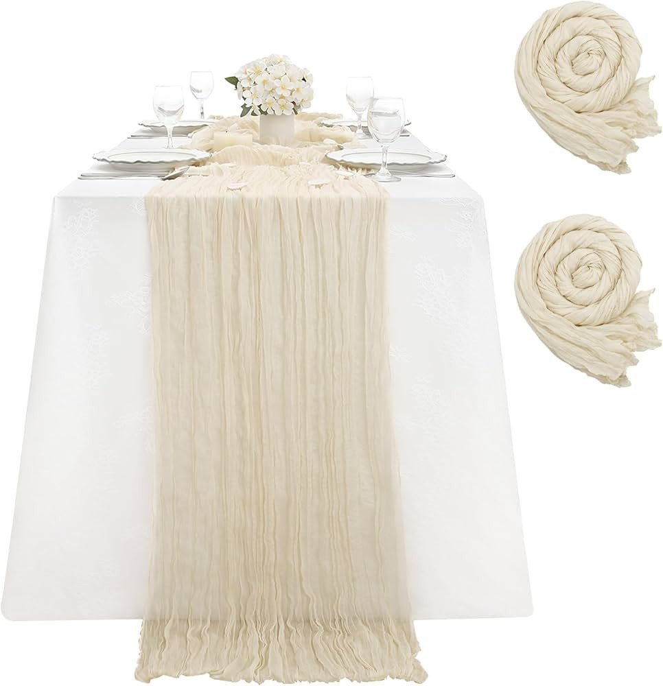 Beige Table Runner 2 Pieces Cheesecloth Table Runners 35x120 Inches Boho Vintage Table Runner for... | Amazon (CA)