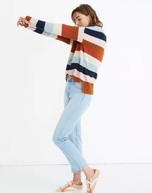 Thompson Pocket Pullover Sweater in Rainbow Stripe | Madewell