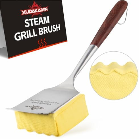 Bristle-Free Steam Cleaning Grill Brush,with Extended Luxurious Rosewood Handle,Unique Wavy Pad S... | Amazon (US)