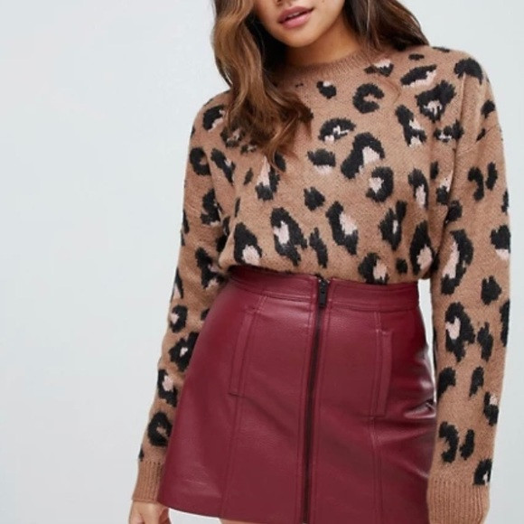 Bershka brushed leopard print sweater size small | Poshmark