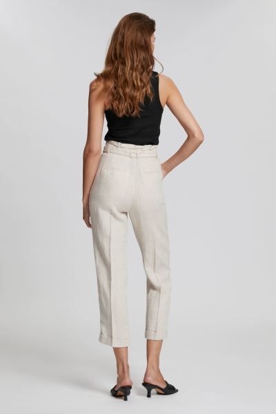 Belted High Waist Linen Trousers | H&M (UK, MY, IN, SG, PH, TW, HK)