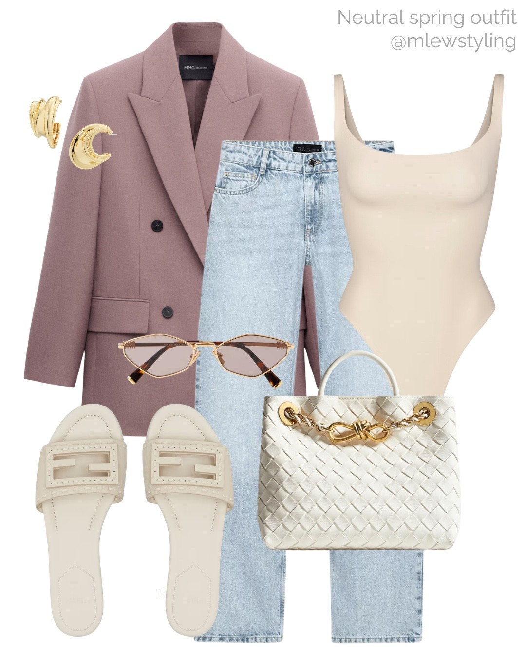 Neutral spring outfit for the weekend 🤍

Tags: mango blazer, skims bodysuit, light wash Zara jeans, Miu Miu sunglasses, bottega veneta bag, fendi sandals, neutral aesthetic, capsule wardrobe 

#LTKootd #LTKSpringSale #LTKSeasonal