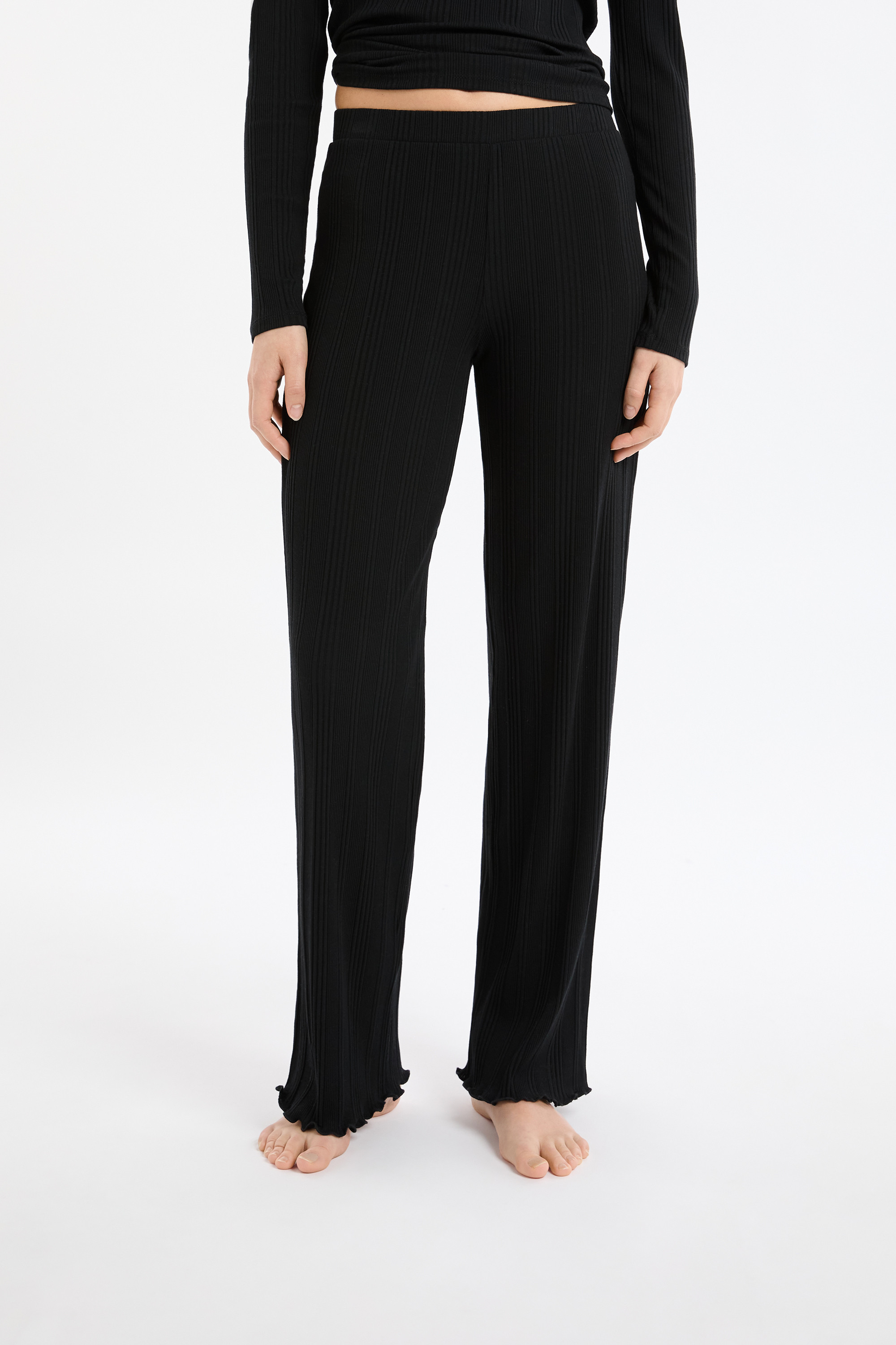 Pantalon de pyjama en maille côtelée Richelieu COTTON - ETAM | Etam FR