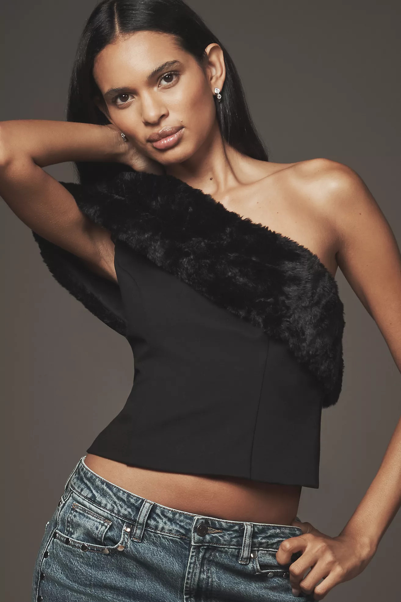 Hutch One-Shoulder Faux Fur Top | Anthropologie (US)