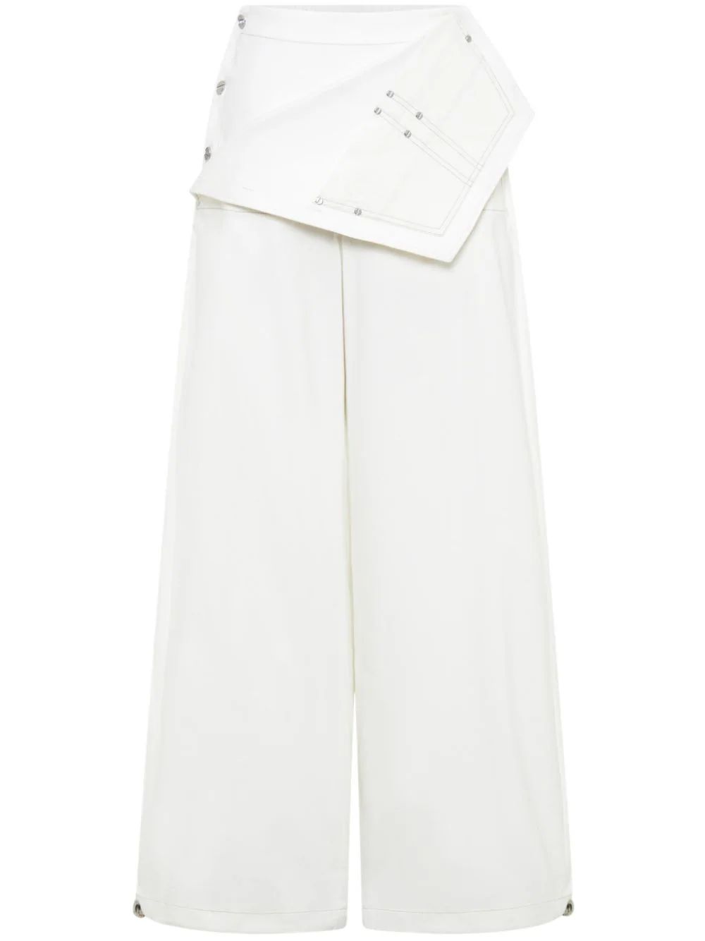 The DetailsDion LeeFoldover Parachute wide-leg trousers ImportedHighlightsivory white cotton drap... | Farfetch Global