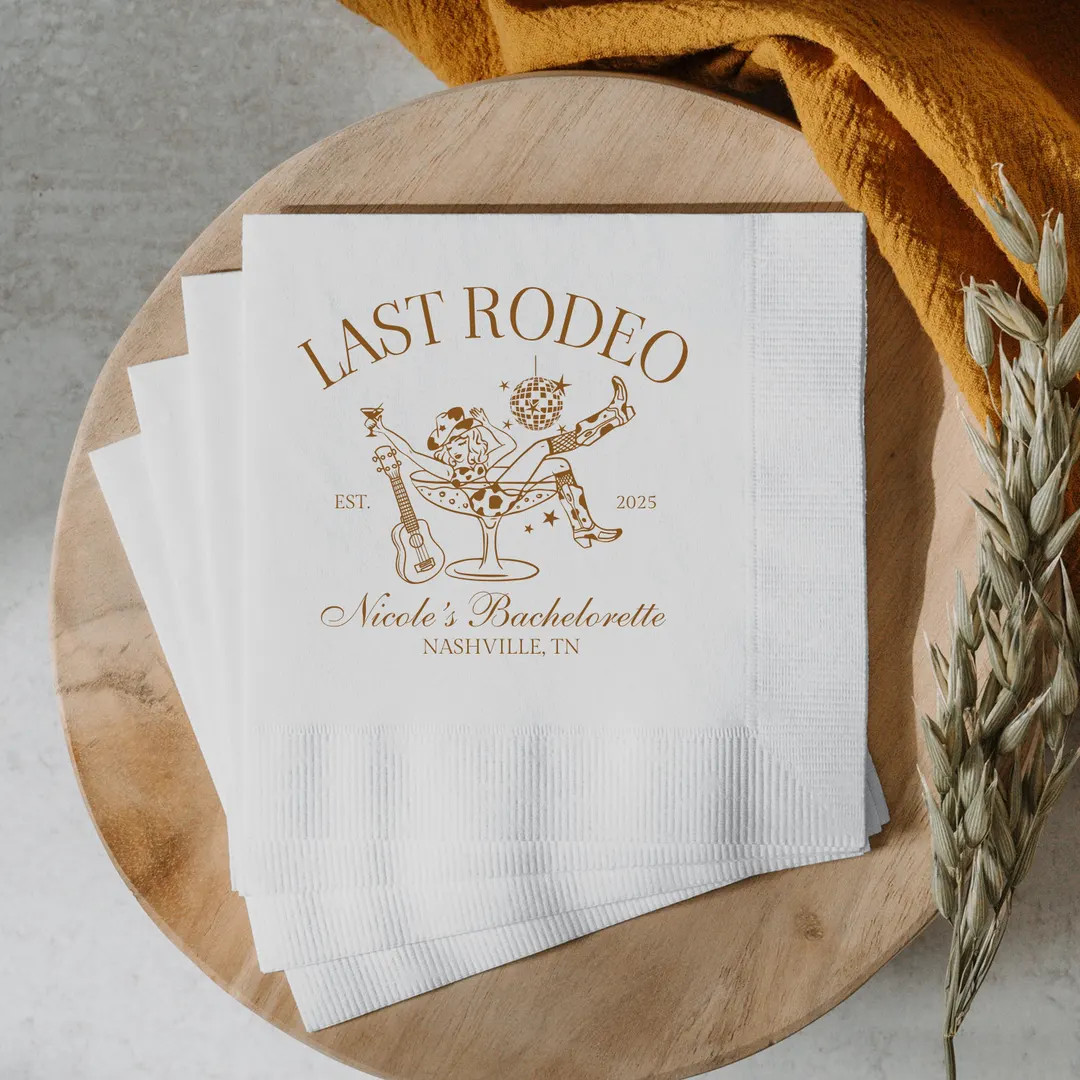 Last Rodeo Bachelorette Napkins, Custom Western Bachelorette Party Favors, Cowgirl Bridal Shower ... | Etsy (US)