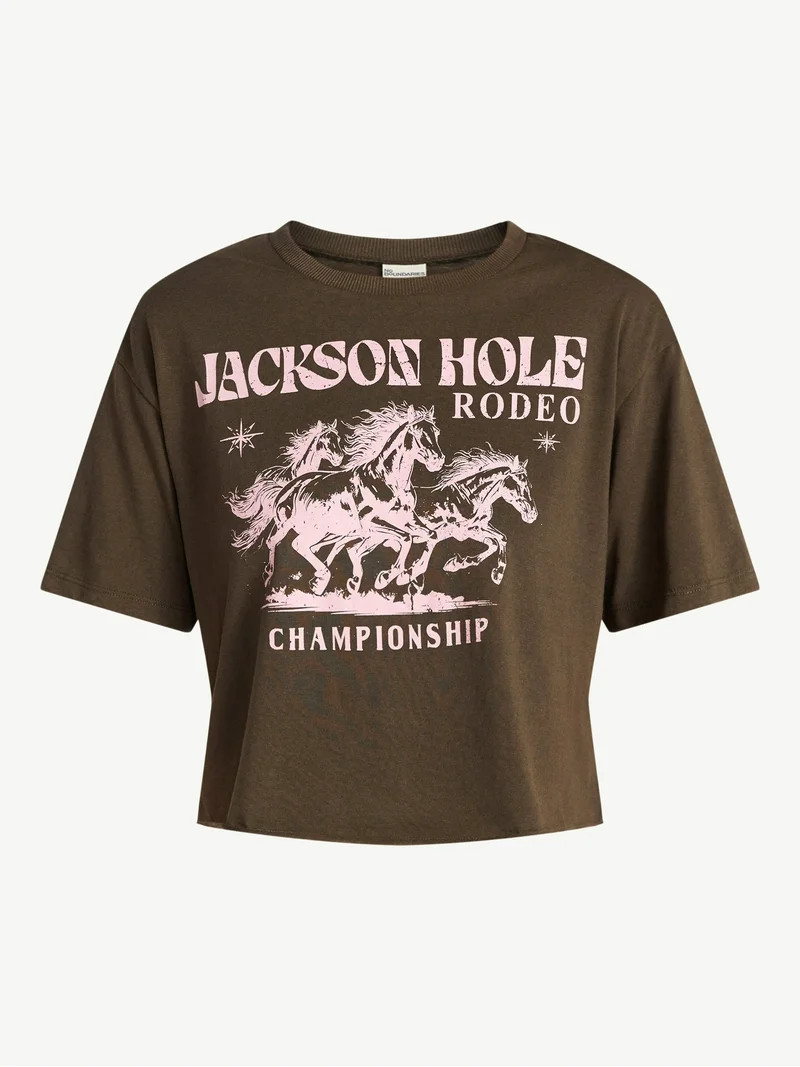 No Boundaries Boxy Cropped Graphic Tee, Women's XXS-XXL | Walmart (US)