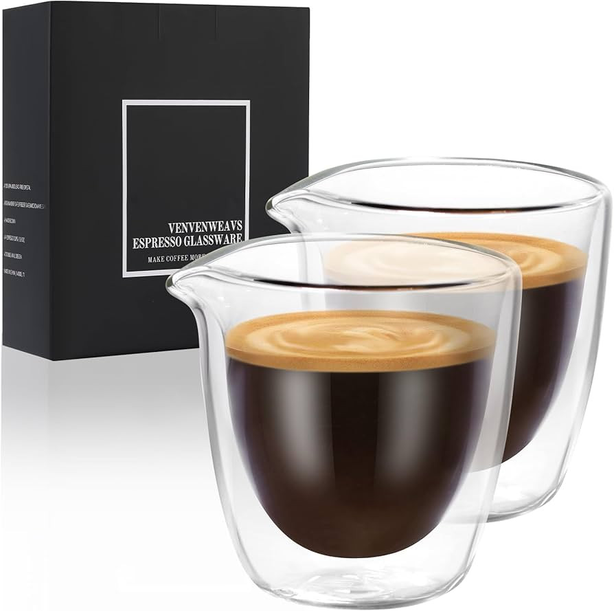 Espresso Cups Set of 2, Double Wall 2.7oz Spouts, Espresso Shot Glass Gift Set | Amazon (US)