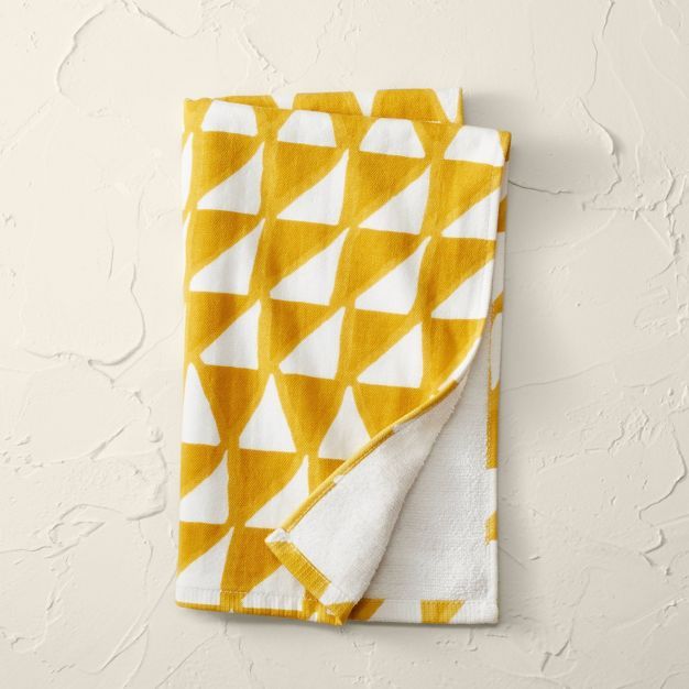 Geometric Print Flat Woven Hand Towel Yellow - Opalhouse™ designed with Jungalow™ | Target
