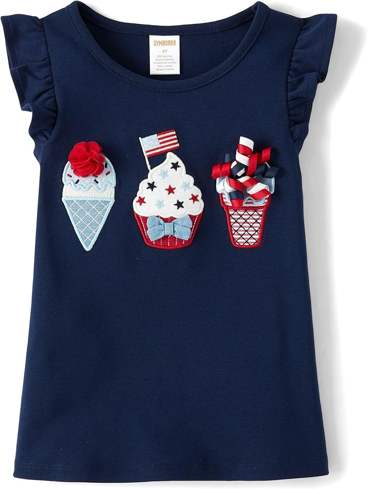 Gymboree Girls' and Toddler Short Sleeve Embroidered Ruffle Tops | Amazon (US)