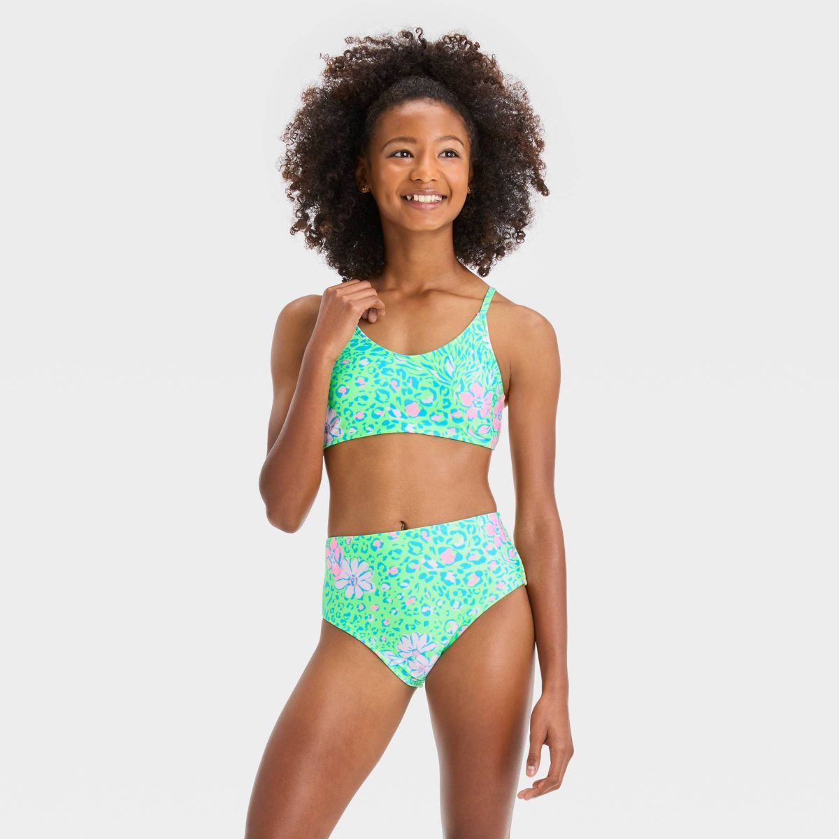 Girls' Paradise Jungle Floral Printed Bikini Set - art class™ M | Target