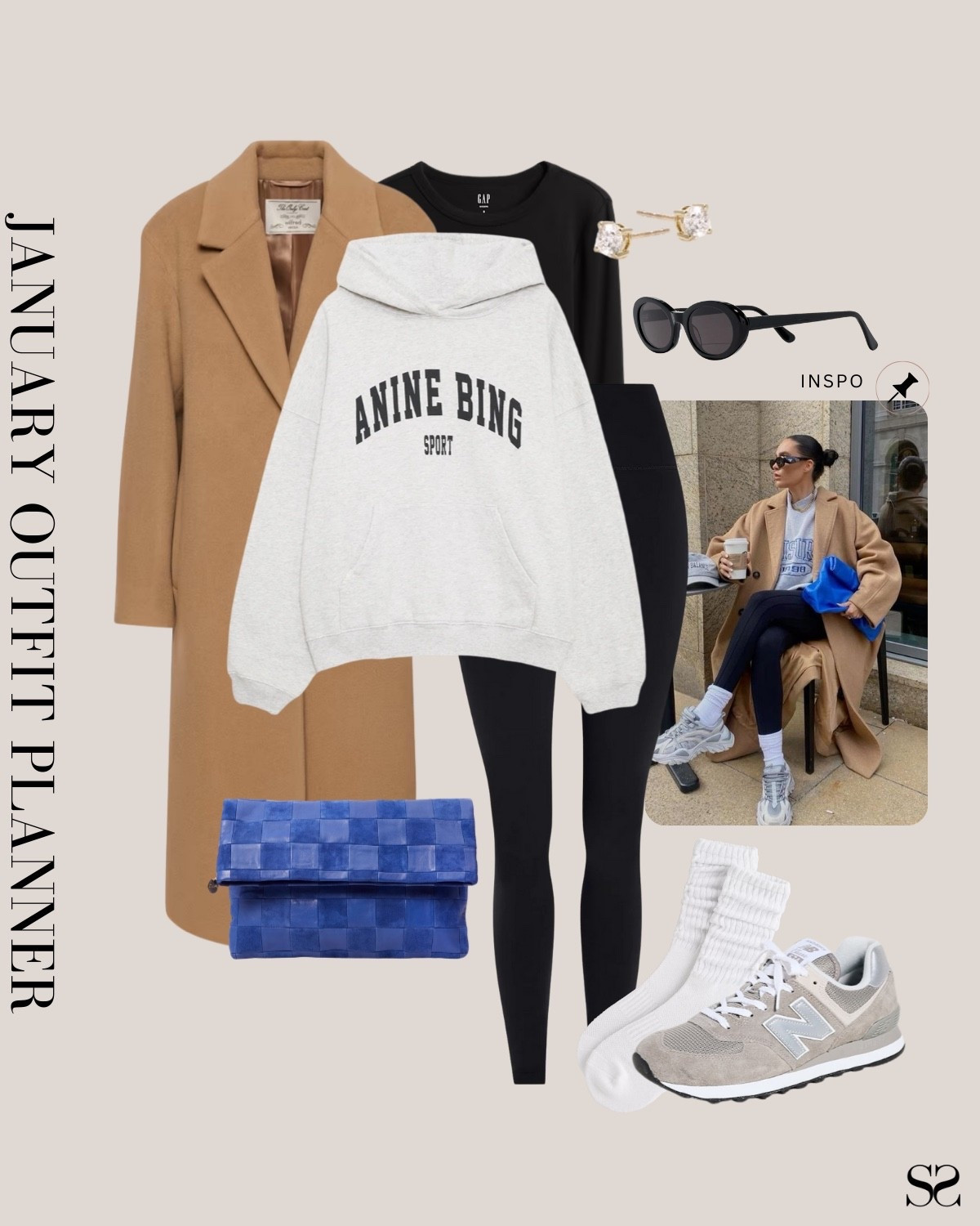 Monthly outfit planner JANUARY: Winter outfits | hooded sweatshirt, leggings, basic long sleeve tee, camel coat, sneakers, blue clutch 

#classicstyle #LTKstyletip #winteroutfit #casualchic #athleisure #weekendoutfit

#LTKgrwm #LTKSeasonal #LTKootd