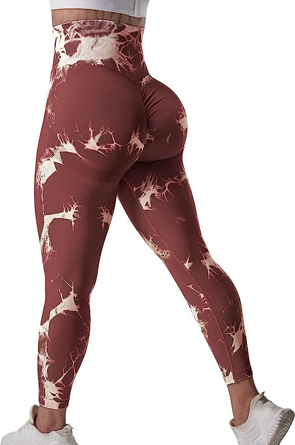 VOYJOY Tie Dye Seamless Leggings for Women High Waist Yoga Pants, Scrunch Butt Lifting Elastic Ti... | Amazon (US)