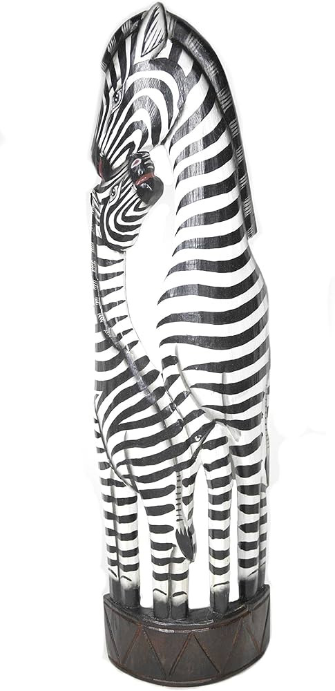 Hand Carved Wooden Set 2 African Mother Baby Zebra Statue | Amazon (US)