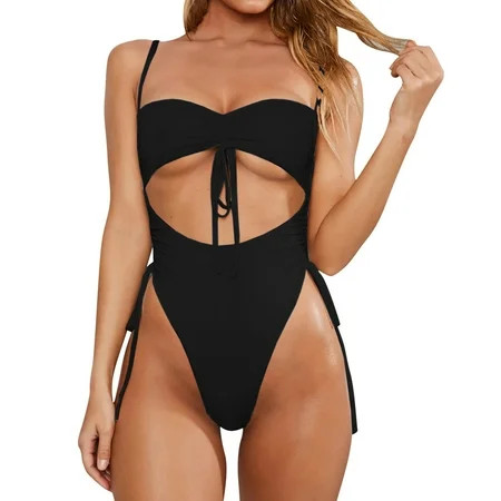 adviicd Brown Bikini Women s One Piece Swimsuit Cutout High Neck Bathing Suits Tummy Control Swimwea | Walmart (US)