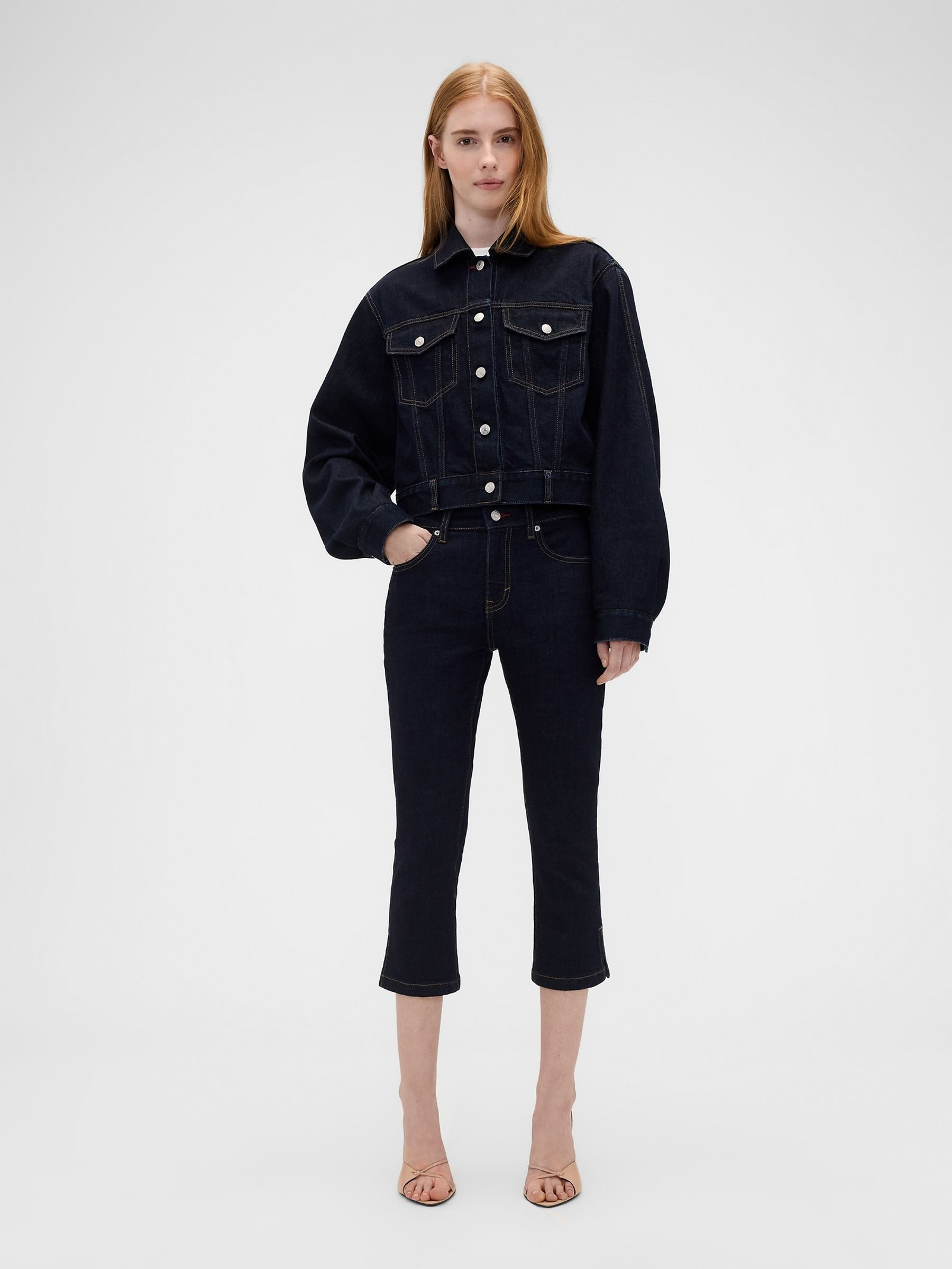 Gap x Victoria Beckham Dark Wash Blue Low Rise Capri Jeans | Gap | GAP UK