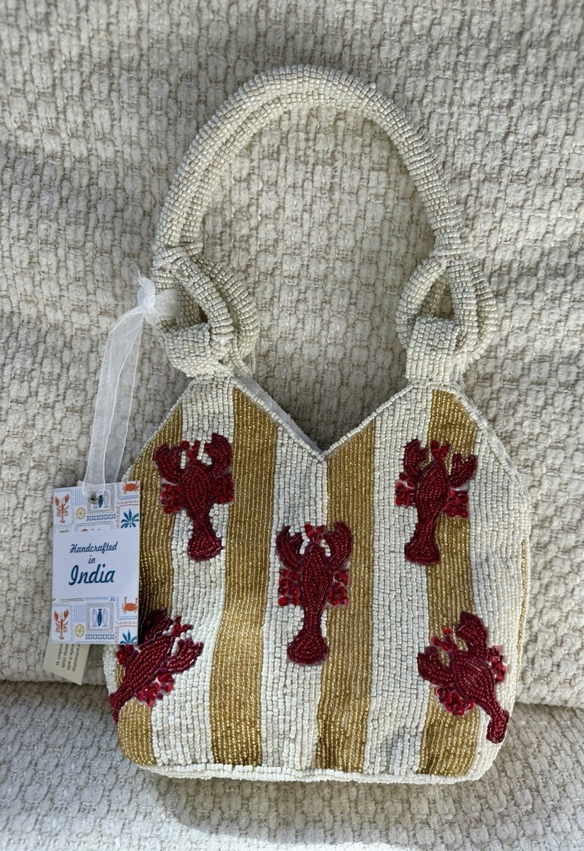 New Release Handcrafted in India Gold Striped Lobster Bucket Beaded Bag NWT | eBay | eBay US