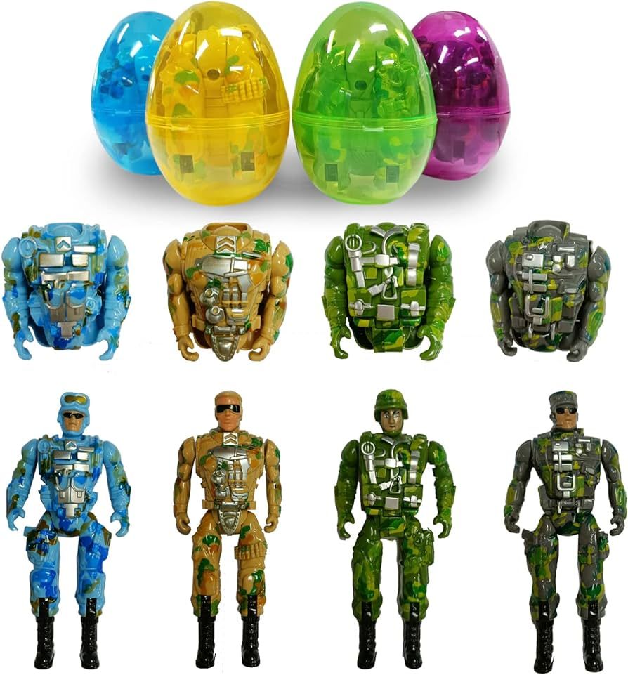 4 Pcs Jumbo Deformation Soldier Toy Easter Eggs, with Toys Inside Easter Gifts Easter Basket Stuf... | Amazon (US)