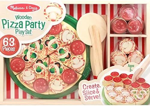 Melissa & Doug Wooden Pizza Play Food Set With 63 Toppings | Amazon (US)