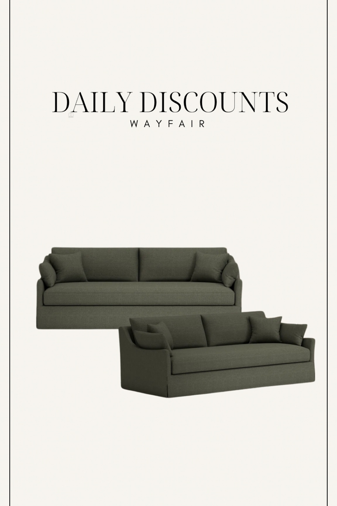 My very favorite sofa from Wayfare because it’s affordable it has a bench seat. It also comes in lots of colors and shipping isn’t too long, dark, green sofa, brown sofa, neutral sofa, beige sofa, velvet sofa.

#LTKstyletip #LTKhome #LTKsalealert