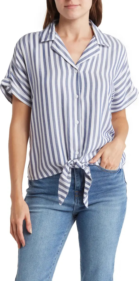 Rae Stripe Tie Front Camp Shirt | Nordstrom Rack