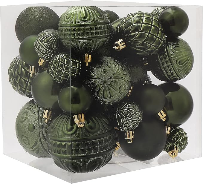 Christmas Ball Ornaments Dark Green Christmas Tree Decorations with Hang Rope-36pcs Shatterproof ... | Amazon (US)