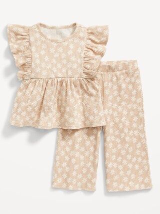 Sleeveless Ruffle-Trim Printed Top & Wide-Leg Pants Set for Baby | Old Navy (US)