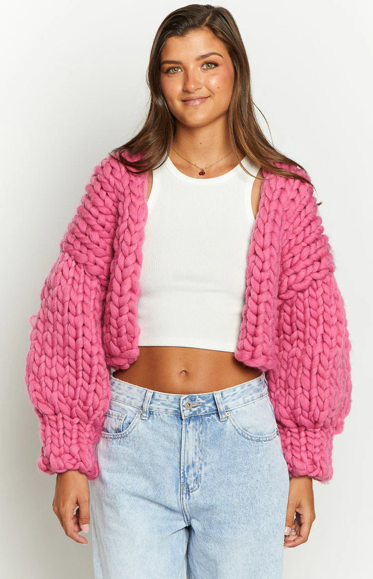 Blush Blossom Pink Knit Cardigan | Beginning Boutique (US)