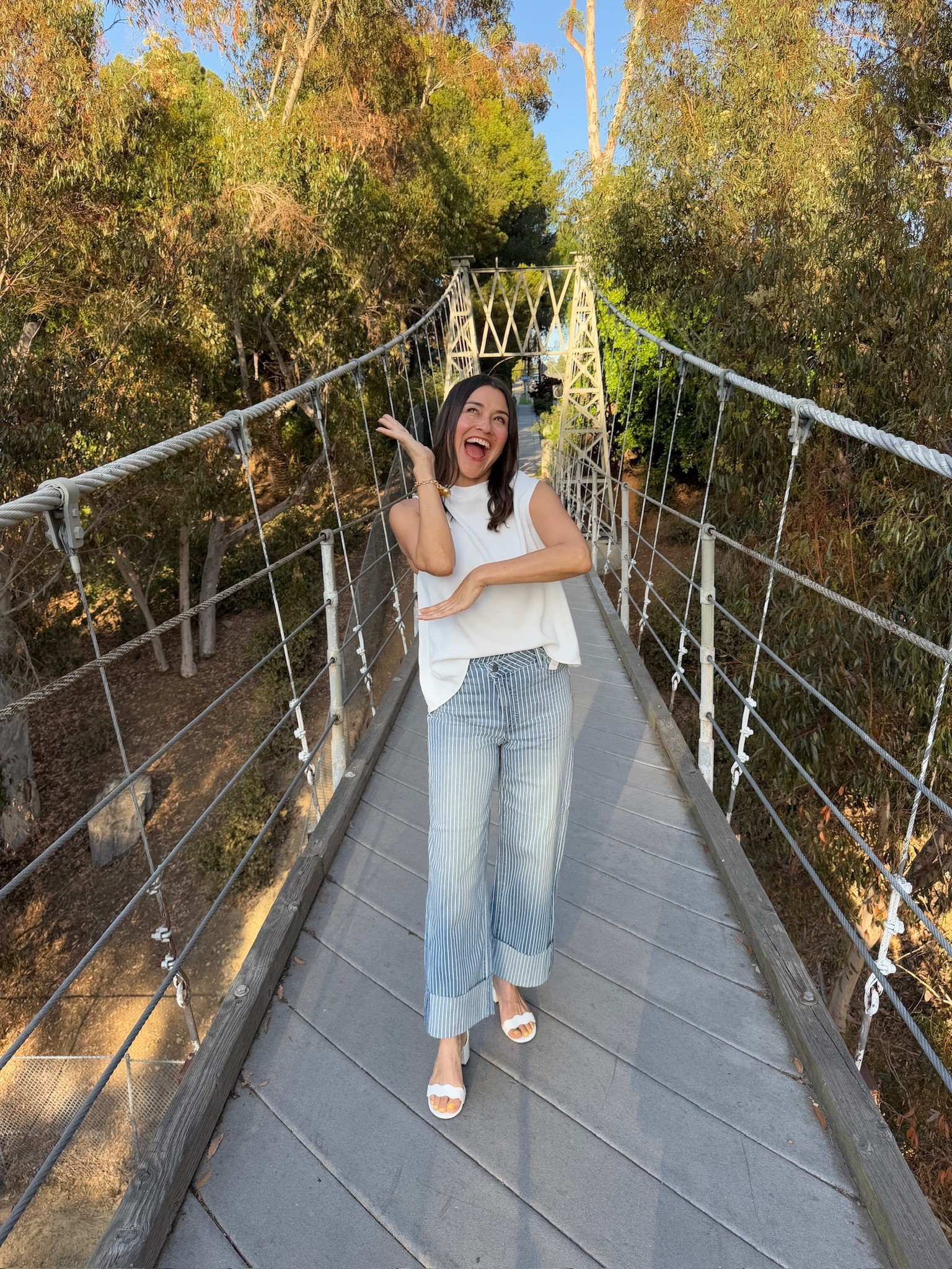 Fall fashion: striped dad jeans with white asymmetrical top. Once it gets colder, I’ll swap in a white sweater and booties 
@bloomingdales #bloomingdales #ad

#LTKFindsUnder100 #LTKStyleTip #LTKSeasonal