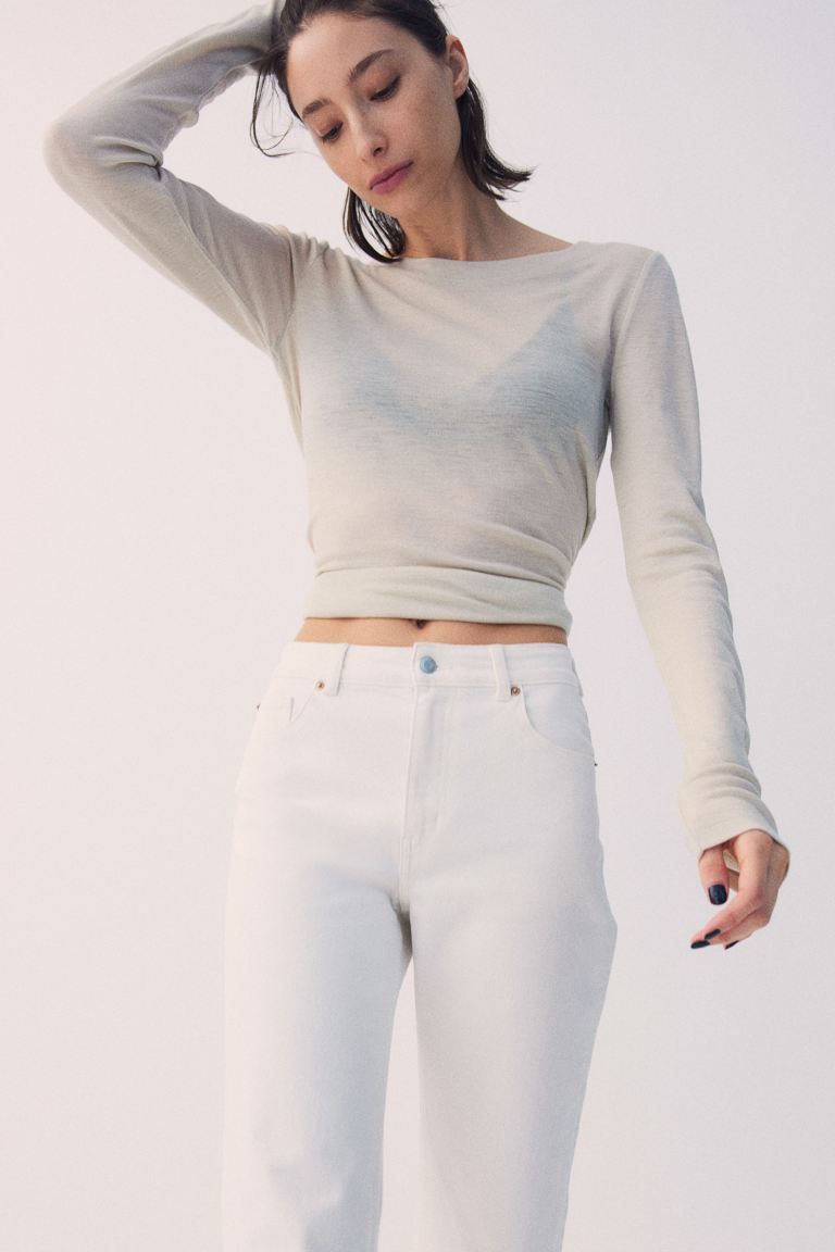 Wide High Jeans - White - Ladies | H&M GB | H&M (UK, MY, IN, SG, PH, TW, HK)