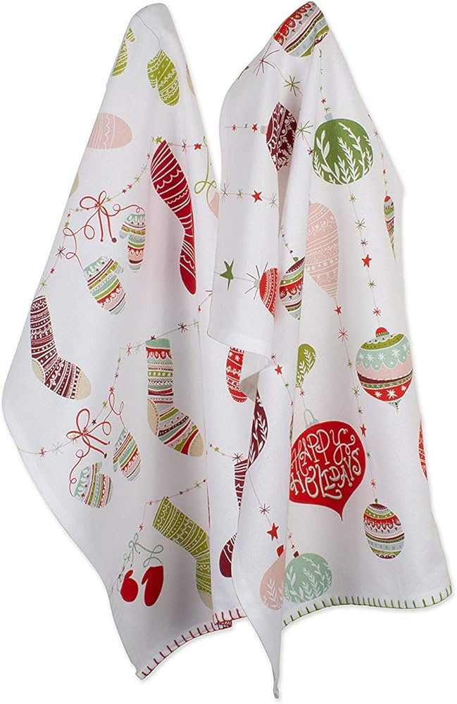 DII Holiday Dish Towels Christmas Kitchen Décor, 18x28, Holiday Trimmings, 2 Piece | Amazon (US)