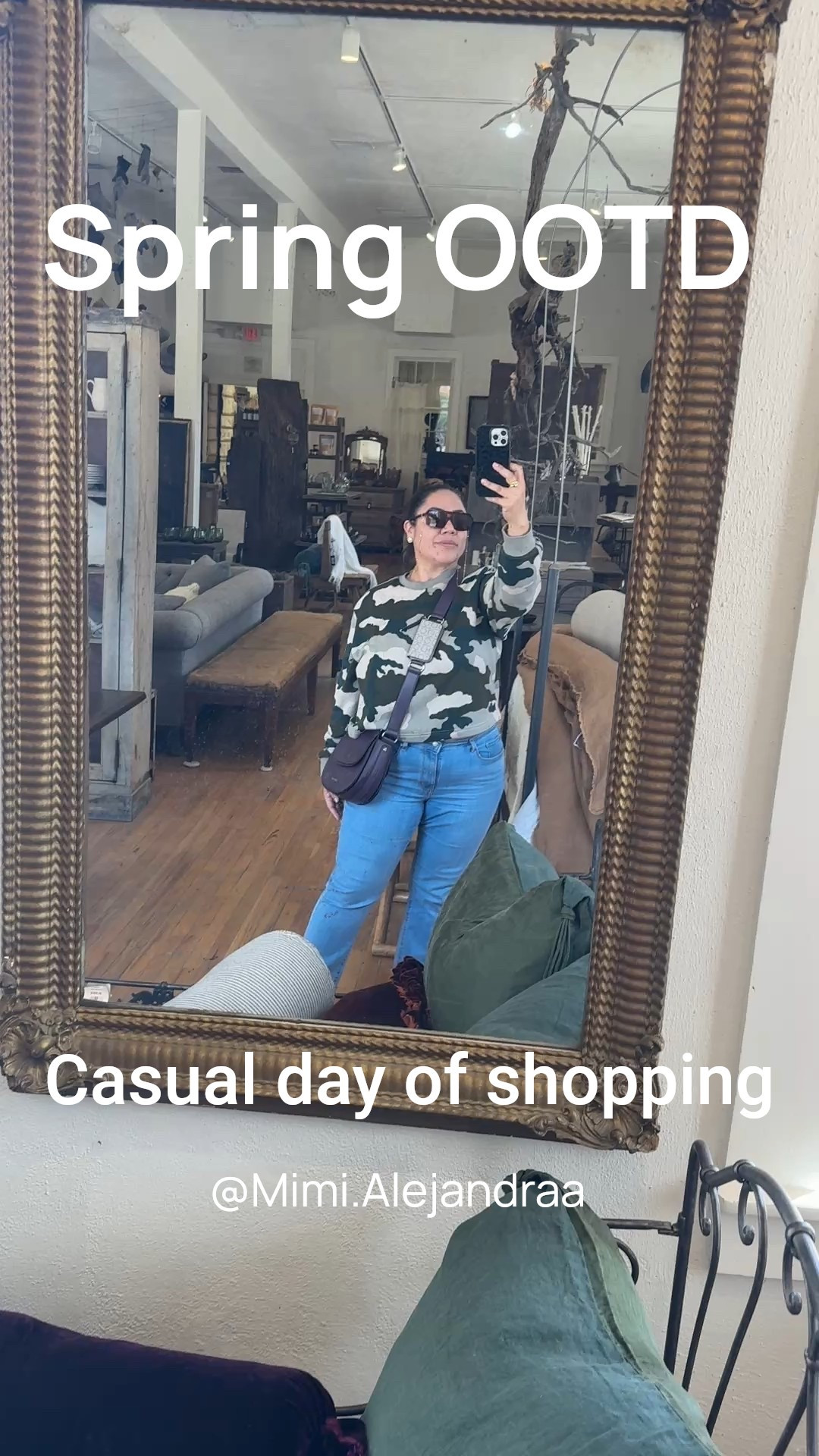 Causal spring outfit for shopping for petite in mountain towns. Comfortable cropped top sweatshirt is roomy with a crew neckline. Levis in short. Large calvin Klein crossbody bag with coin purse in strap. Gold lanyard hold sunnies in place while walking shop to shop.

#LTKSeasonal #LTKTravel #LTKOver40