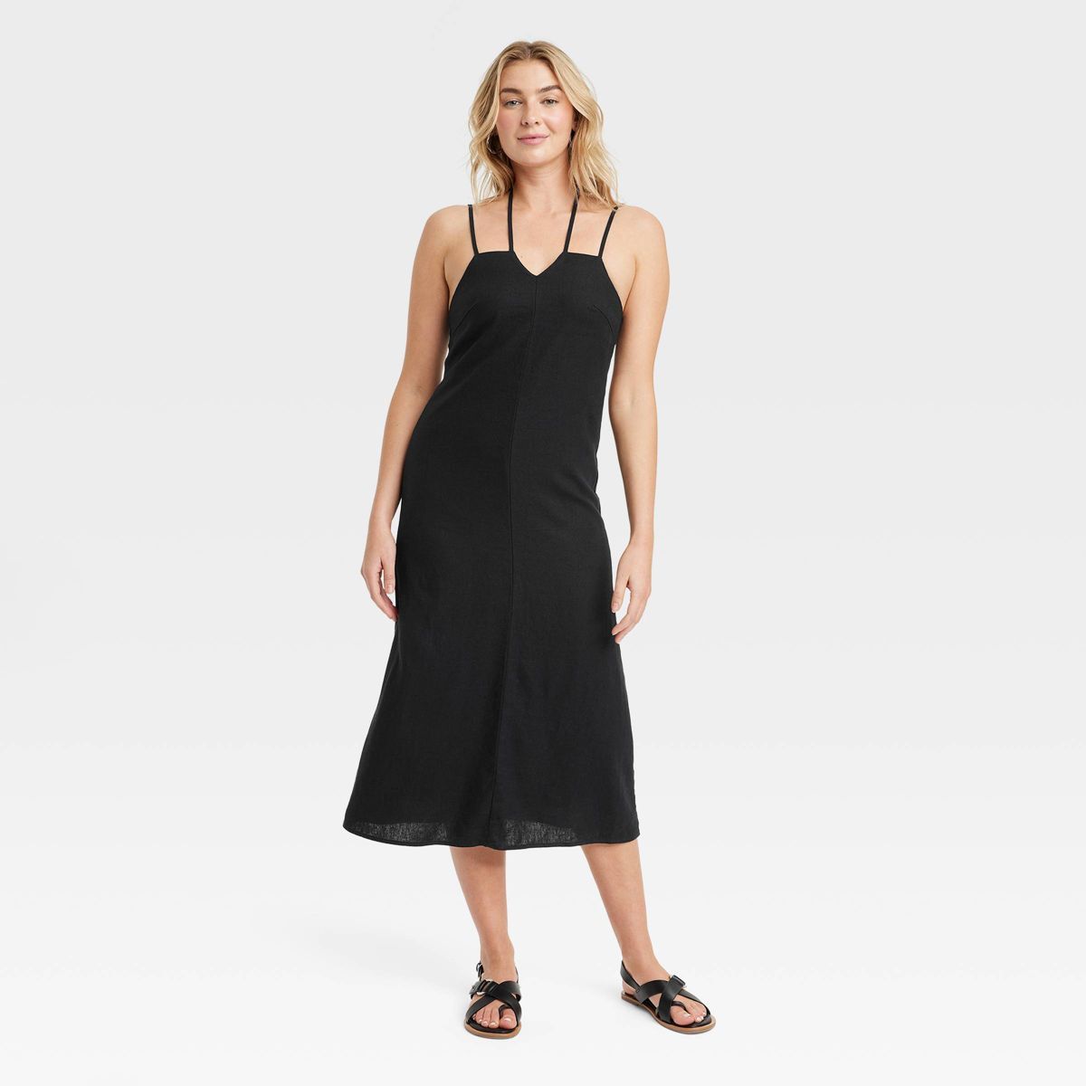 Women's Linen Midi Sundress - Universal Thread™ Black S | Target