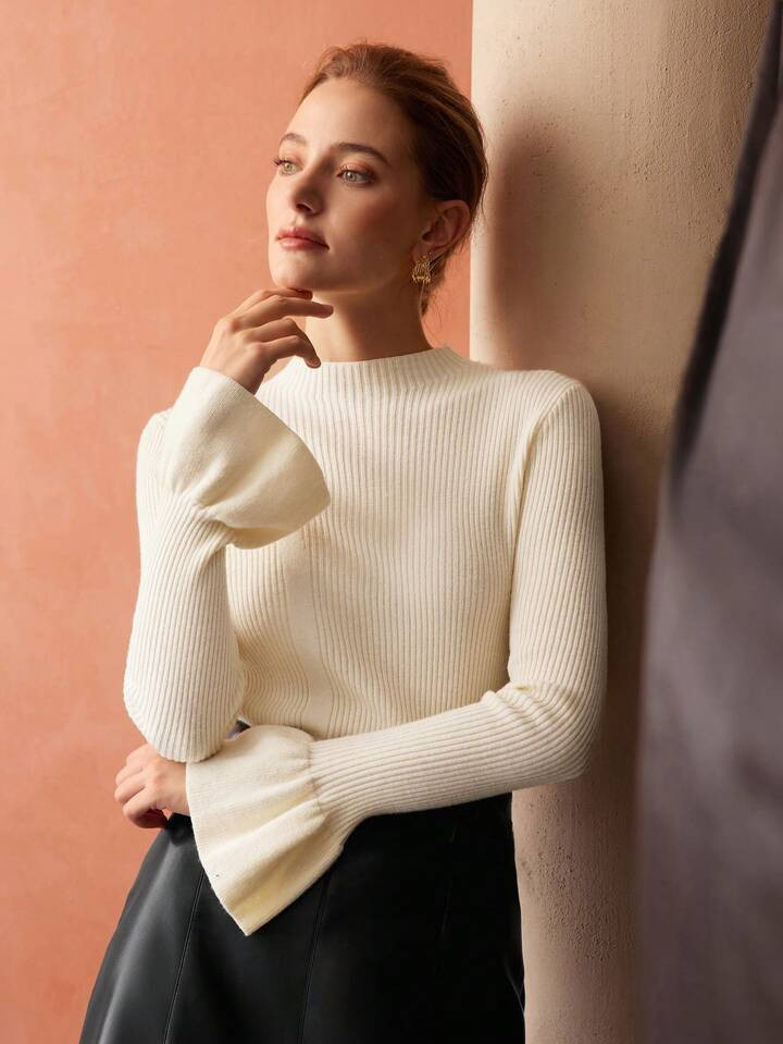 MOTF PREMIUM Jersey lana mixto de manga amplia | SHEIN