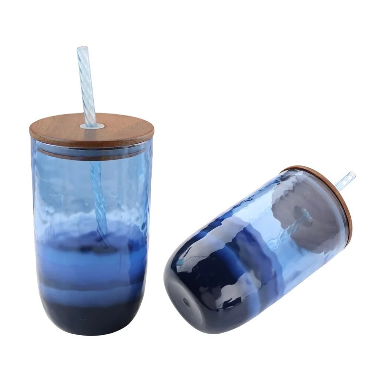 Beautiful 2-piece 21-Ounce Acrylic Colorblock Sipper Tumbler Set, Multi-Color by Drew Barrymore | Walmart (US)