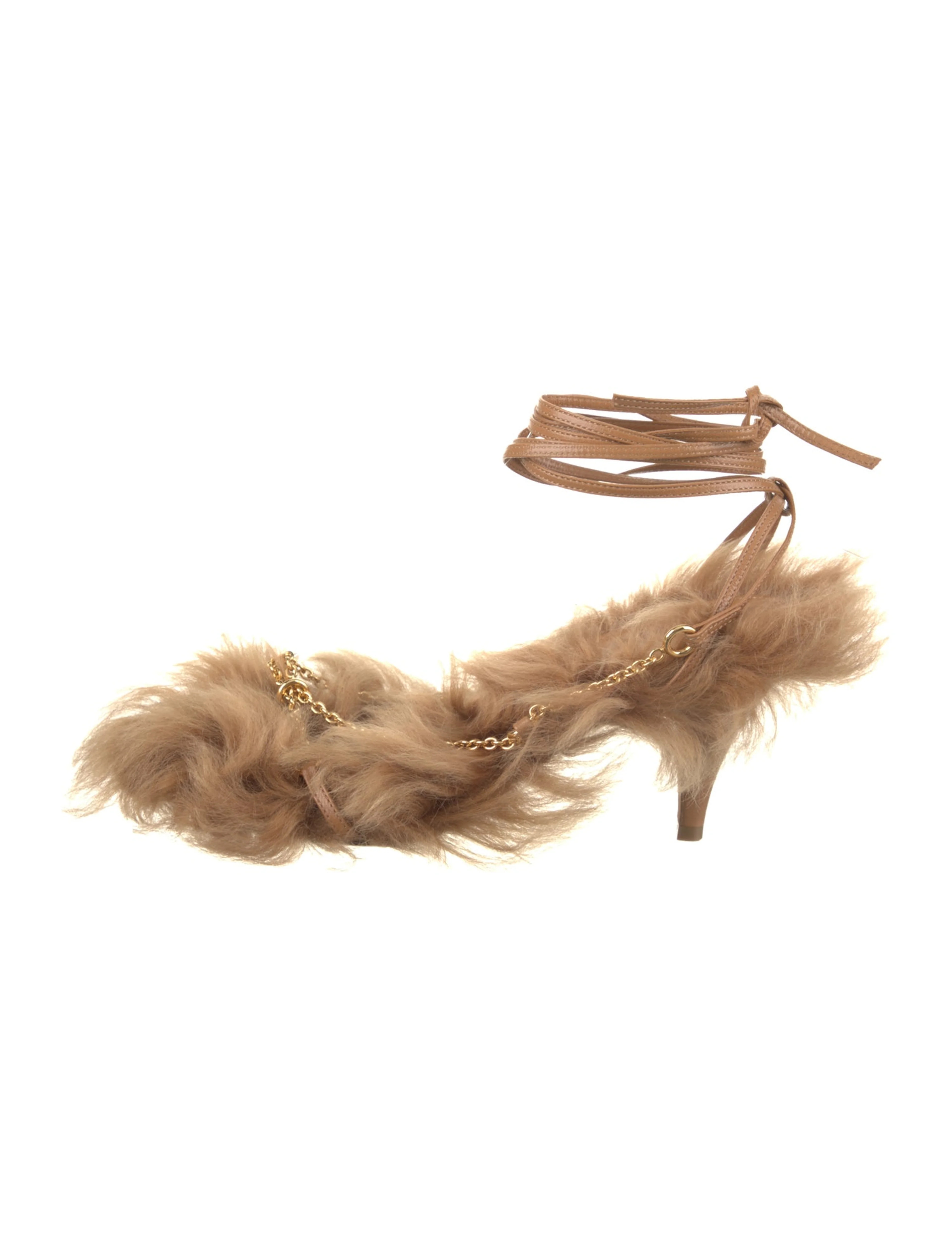 Fur Chain-Link Accents Sandals | The RealReal