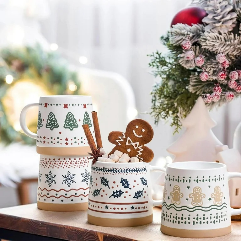 Futtumy Christmas Mugs, Christmas Coffee Mugs, Christmas Mugs Set of 4, Holiday Mugs, Merry Chris... | Walmart (US)