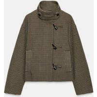 Zara - Houndstooth Frog Fastening Jacket - Gray - Xl - Woman | Zara US