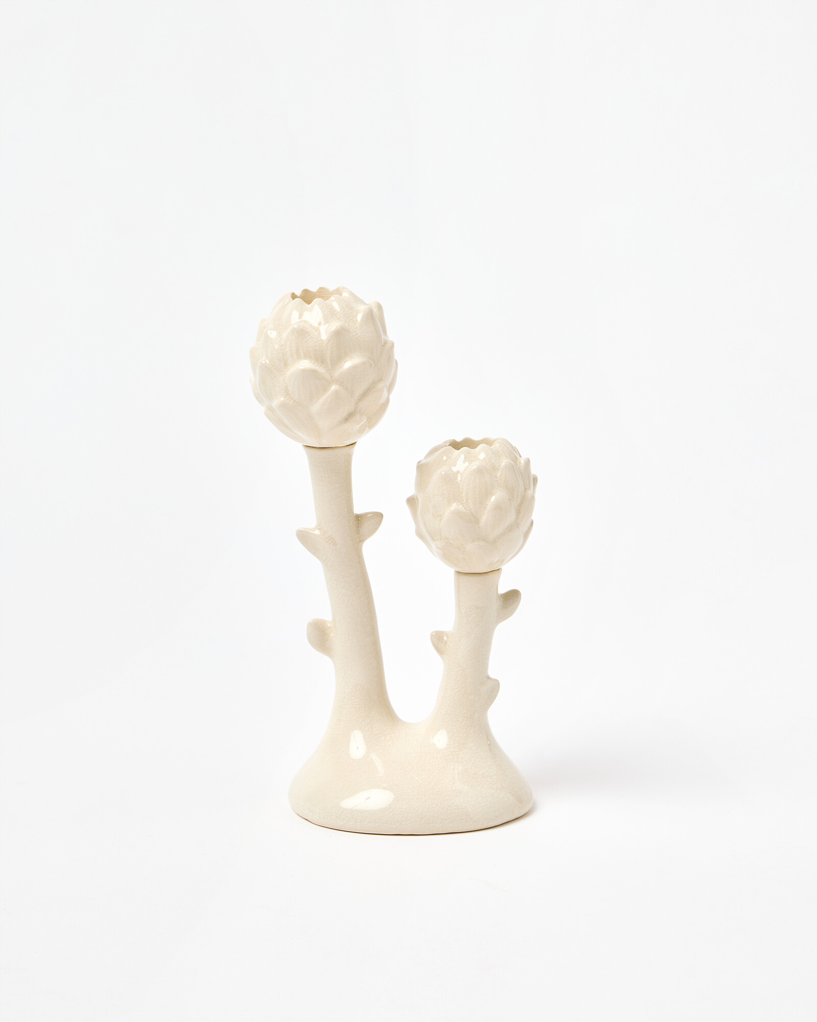 Artichoke White Ceramic Candelabra | Oliver Bonas | Oliver Bonas (Global)